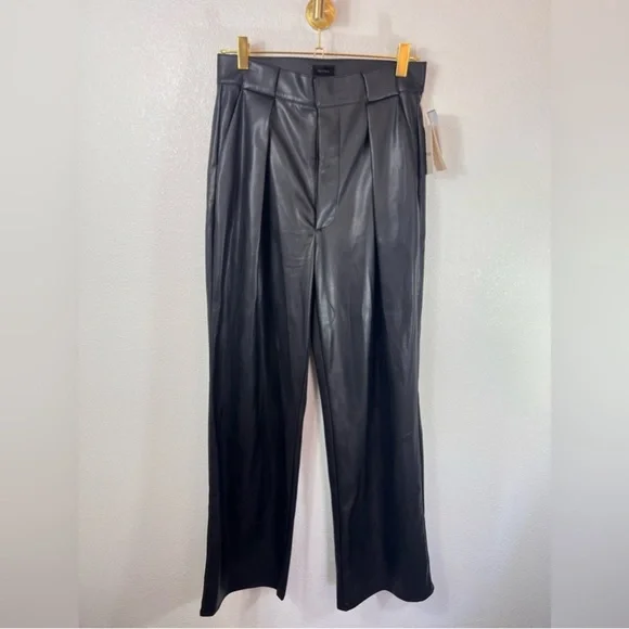 MOTHER NWT High Waist Tunnel Vision Pleated Wide Leg Faux Leather Pants Size 27